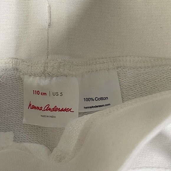 Girl's Hanna Andersson Size 5 White Racing Stripes 100% Cotton Jogger Sweatpants - Picture 6 of 6